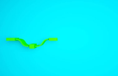 Mavi arkaplanda yeşil bisiklet gidon simgesi izole edildi. Minimalizm kavramı. 3d illüstrasyon 3B canlandırma.