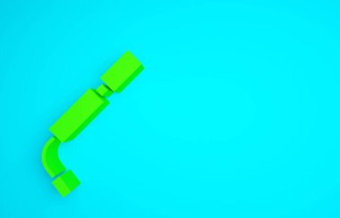 Mavi arka planda yeşil bisiklet hava pompası ikonu izole edildi. Minimalizm kavramı. 3d illüstrasyon 3B canlandırma.