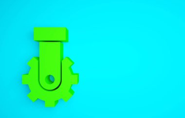 Yeşil Derailleur bisiklet arka hız katlama simgesi mavi arkaplanda izole edildi. Minimalizm kavramı. 3d illüstrasyon 3B canlandırma.