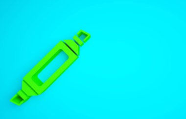 Yeşil İşaretli kalem simgesi mavi arkaplanda izole edildi. Minimalizm kavramı. 3d illüstrasyon 3B canlandırma.