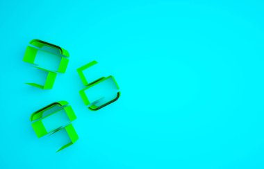 Yeşil İşaretli kalem ekleme simgesi mavi arkaplanda izole edildi. Minimalizm kavramı. 3d illüstrasyon 3B canlandırma.