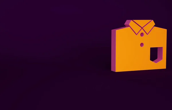 Orange Bowling shirt icon isolated on purple background. Minimalism concept. 3d illustration 3D render.