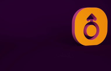 Mor arkaplanda izole edilmiş turuncu Mars sembolü. Astroloji, numeroloji, yıldız falı, astronomi. Minimalizm kavramı. 3d illüstrasyon 3B canlandırma.