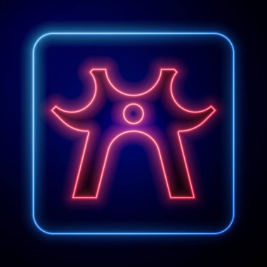 Parlayan neon bilardo ikonu siyah arkaplanda izole edildi. Bilardo sopası, briç sopası. Vektör.