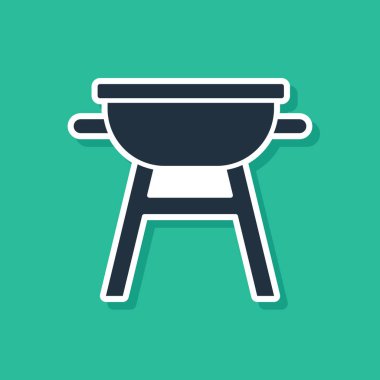 Barbekü ızgara simgesini siyah beyaz arkaplanda izole et. Barbekü ızgara partisi. Vektör.