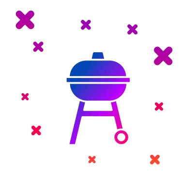 Mavi Barbekü Izgara simgesi beyaz arkaplanda izole edildi. Barbekü ızgara partisi. Soyut çember rastgele noktalar. Vektör.