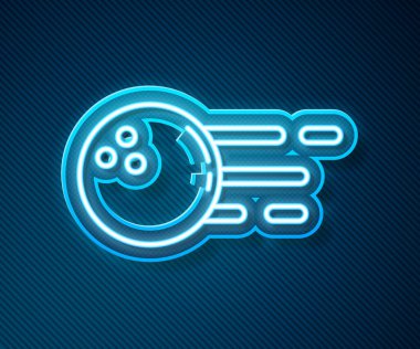 Parlayan neon hattı Bowling topu ikonu mavi arkaplanda izole edildi. Spor malzemeleri. Vektör.