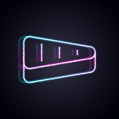 Parlayan neon hattı biftek ikonu siyah arka planda izole edildi. Vektör.