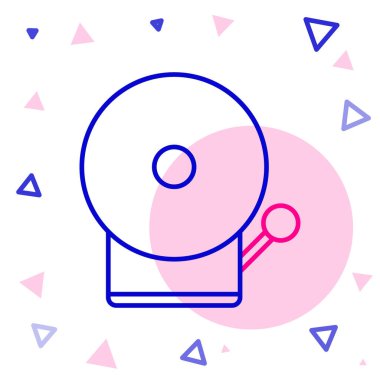 Hat zil simgesi beyaz arkaplanda izole edildi. Yangın alarmı. Servis zili, el zili işareti, uyarı sembolü. Renkli taslak konsepti. Vektör İllüstrasyonu.