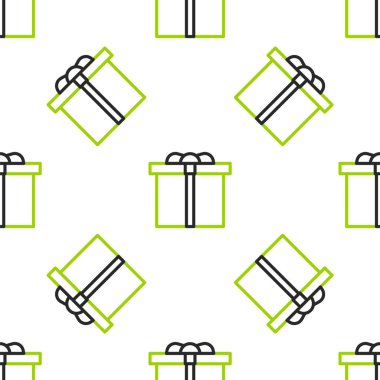 Satır Hediye kutusu simgesi beyaz arkaplanda izole edilmiş kusursuz desen. Doğum günün kutlu olsun. Vektör İllüstrasyonu.