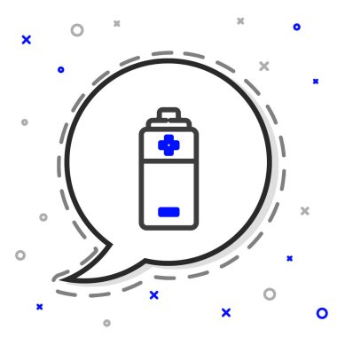 Çizgi Batarya simgesi beyaz arkaplanda izole edildi. Şimşek sembolü. Renkli taslak konsepti. Vektör İllüstrasyonu.