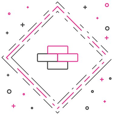 Line Bricks simgesi beyaz arkaplanda izole edildi. Renkli taslak konsepti. Vektör İllüstrasyonu.