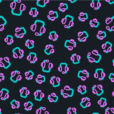 Hat Kulaklığı simgesi siyah arkaplanda izole edilmiş kusursuz desen. Müşteri hizmetleri, yardım hattı, çağrı merkezi, faq, bakım. Vektör İllüstrasyonu.