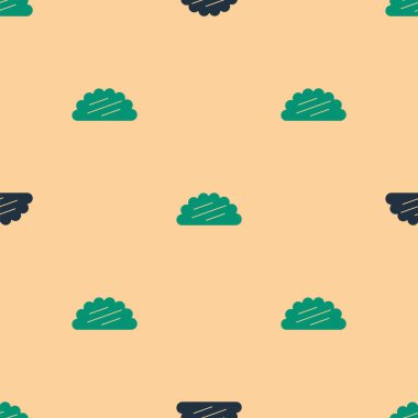 Tortilla ikonlu yeşil ve siyah taco bej arkaplanda izole edilmiş pürüzsüz desen. Geleneksel Meksika fast food menüsü. Vektör İllüstrasyonu.