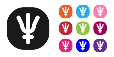 Siyah Neptün gezegeni sembolü beyaz arkaplanda izole edilmiş. Astroloji, numeroloji, yıldız falı, astronomi. Simgeleri renklendirin. Vektör.