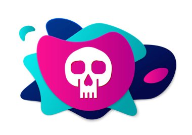 Beyaz arkaplanda izole edilmiş renkli Kurukafa simgesi. Sıvı şekilli soyut pankart. Vektör.