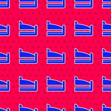 Kırmızı arka planda mavi renkli pasta ikonu izole edilmiş. Doğum günün kutlu olsun. Vektör.