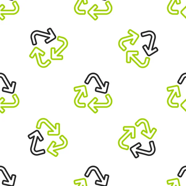 Çizgi Geri Dönüşüm sembolü simgesi beyaz arkaplanda izole edilmiş kusursuz desen. Dairesel ok simgesi. Çevre geri dönüşümü yeşile döner. Vektör İllüstrasyonu.