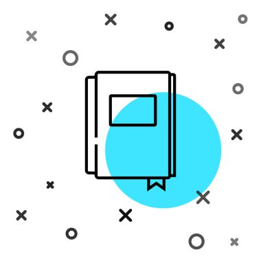 Siyah çizgi kitap simgesi beyaz arkaplanda izole edildi. Rastgele dinamik şekiller. Vektör.