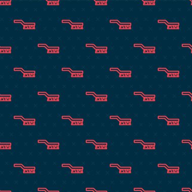 Kırmızı çizgi bilardo masası fırça simgesi siyah arkaplanda izole edilmiş pürüzsüz desen. Biliard masa fırçası. Vektör.