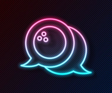 Parlayan neon hattı bowling topu simgesi siyah arkaplanda izole edildi. Spor malzemeleri. Vektör.