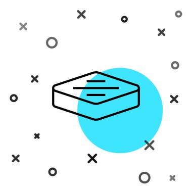 Beyaz arka planda siyah çizgi biftek ikonu var. Rastgele dinamik şekiller. Vektör.