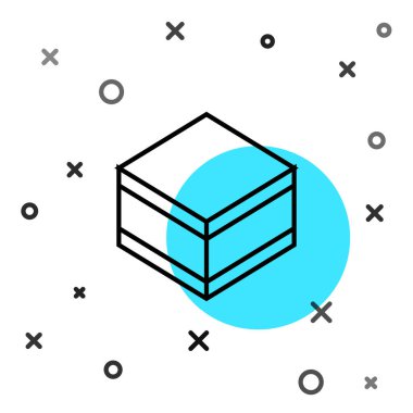 Siyah çizgi çikolatalı kek ikonu beyaz arka planda izole edilmiş. Rastgele dinamik şekiller. Vektör.