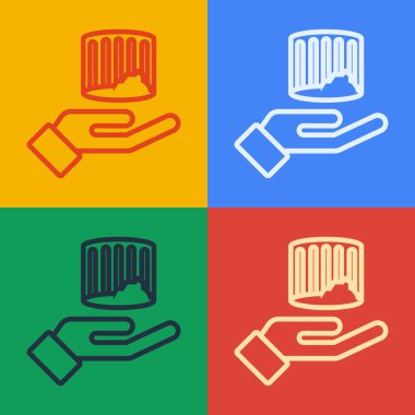 Pop sanat çizgisi Eskiler sütun simgesi renk arkaplanında izole edildi. Vektör.