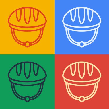 Pop sanat çizgisi bisiklet başlığı simgesi renk arkaplanında izole edildi. Olağanüstü bir spor. Spor malzemeleri. Vektör.