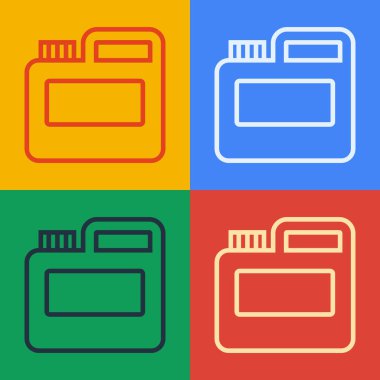 Pop sanat eseri boyası, guaj, kavanoz, renkli arka planda izole edilmiş boya ikonu. Vektör.