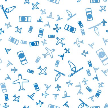 Isometric Uçak, koni meteorolojisi rüzgar gülünü ve uçak bileti ikonunu ayarla. Vektör.