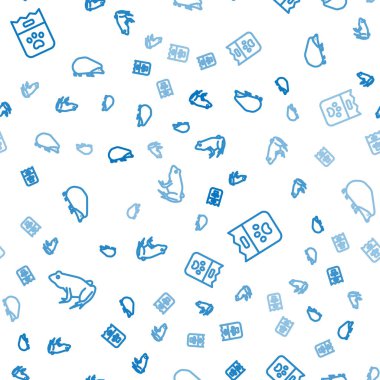 Hattı kurbağa, yiyecek torbası ve kirpi desenini kusursuz yap. Vektör.