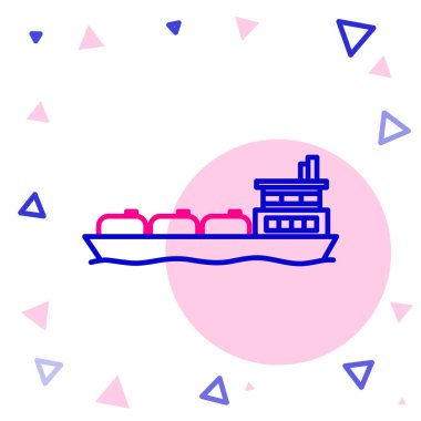 Hat petrol tankeri simgesi beyaz arkaplanda izole edildi. Renkli taslak konsepti. Vektör İllüstrasyonu.