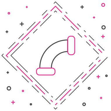 Çizgi Endüstrisi metalik boru ikonu beyaz arka planda izole edildi. Tesisat boru hattının farklı şekillerde parçaları. Renkli taslak konsepti. Vektör İllüstrasyonu.