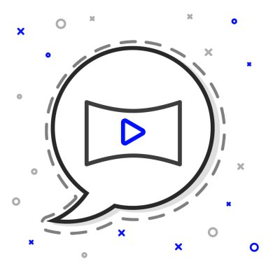 Line Online video simgesi beyaz arkaplanda izole edildi. Oyun işaretli film şeridi. Renkli taslak konsepti. Vektör İllüstrasyonu.