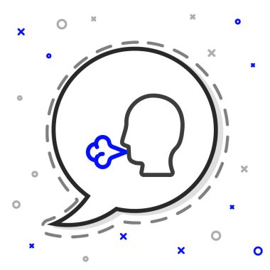 Hat adamı öksürük ikonu beyaz arka planda izole edildi. Viral enfeksiyon, grip, grip, soğuk algınlığı semptomları. Tüberküloz, kabakulak, boğmaca. Renkli taslak konsepti. Vektör İllüstrasyonu..