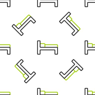 Çizgi yatak simgesi beyaz arkaplanda izole edilmiş kusursuz desen. Vektör İllüstrasyonu.