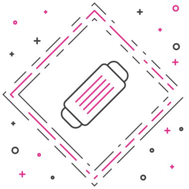 Çizgi Medikal Maske simgesi beyaz arkaplanda izole edildi. Renkli taslak konsepti. Vektör.