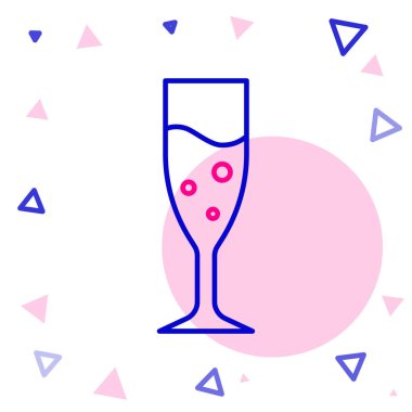 Beyaz arka planda izole edilmiş şampanya ikonu çizgisi. Renkli taslak konsepti. Vektör.