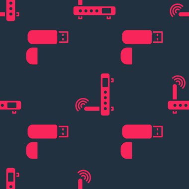 USB flash bellek, Router ve wi-fi sinyallerini kusursuz desene ayarla. Vektör.