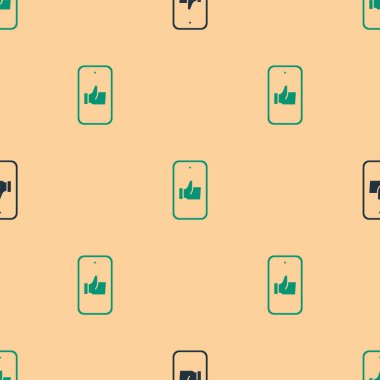 Yeşil ve siyah el, bej arka planda izole edilmiş ikon gibi. Vektör.