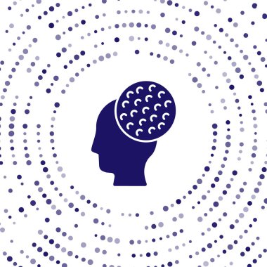 Beyaz arkaplanda mavi golf topu simgesi izole edildi. Soyut çember rastgele noktalar. Vektör.