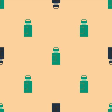 Yeşil ve siyah boya, guaj, kavanoz, boya ikonu bej arka planda izole edilmiş pürüzsüz desen. Vektör.