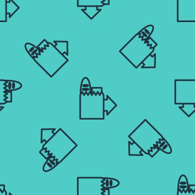 Siyah Hat Çevrimiçi sipariş ve fast food dağıtım ikonu yeşil arka planda izole edilmiş kusursuz desen. Vektör İllüstrasyonu.