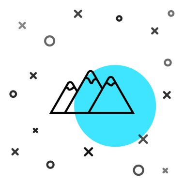 Siyah çizgi dağ simgesi beyaz arkaplanda izole edildi. Zaferin ya da başarının sembolü. Rastgele dinamik şekiller. Vektör.