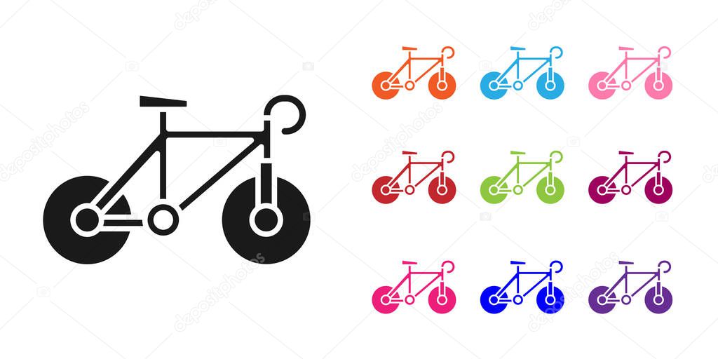 Black Bicycle icon isolated on white background. Bike race. Extreme sport. Sport equipment. Set icons colorful. Vector.