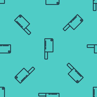 Siyah çizgi Et Helikopteri simgesi yeşil zeminde izole edilmiş pürüzsüz desen. Et için mutfak bıçağı. Kasap bıçağı. Mutlu Cadılar Bayramı Partisi. Vektör.