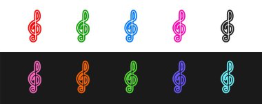 Çizgi Treble anahtar simgesi siyah ve beyaz arkaplanda izole edildi. Vektör.