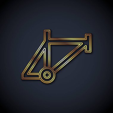 Altın çizgili bisiklet çerçeve simgesi siyah arkaplanda izole edildi. Vektör.