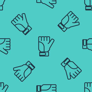 Siyah çizgi eldiven simgesi yeşil arkaplandaki kusursuz deseni izole etti. Olağanüstü bir spor. Spor malzemeleri. Vektör.